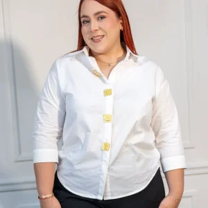 Camisa con Detalle Botones Curvy Blanca