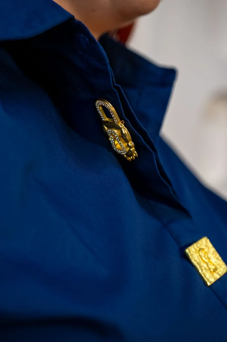 Camisa con Detalle Botones Curvy Navy - Imagen 8