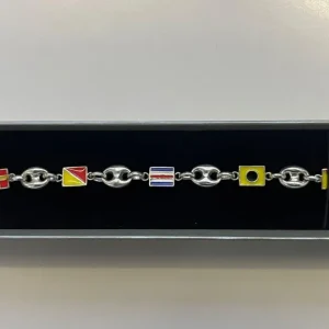 Pulsera de banderas plata de ley (5 banderas intercaladas)