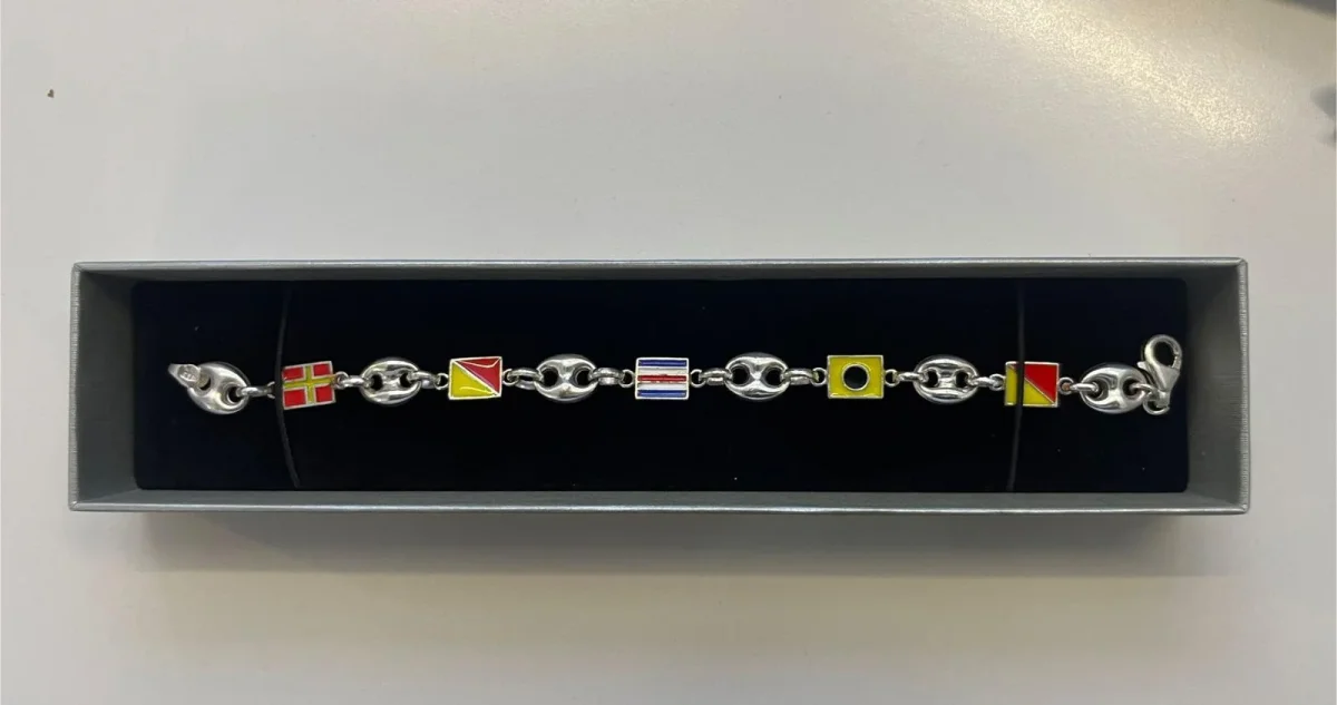 Pulsera de banderas plata de ley (5 banderas intercaladas)