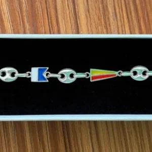 Pulsera de banderas plata de ley 925 milesimas (4 banderas intercaladas)