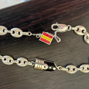 Pulsera de galón y bandera personalizable en plata de ley 925 milésimas