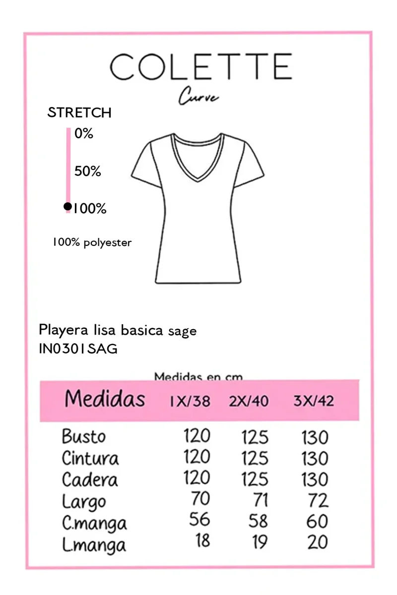Playera Curvy Cuello Redondo Manga Corta Básica - Imagen 3