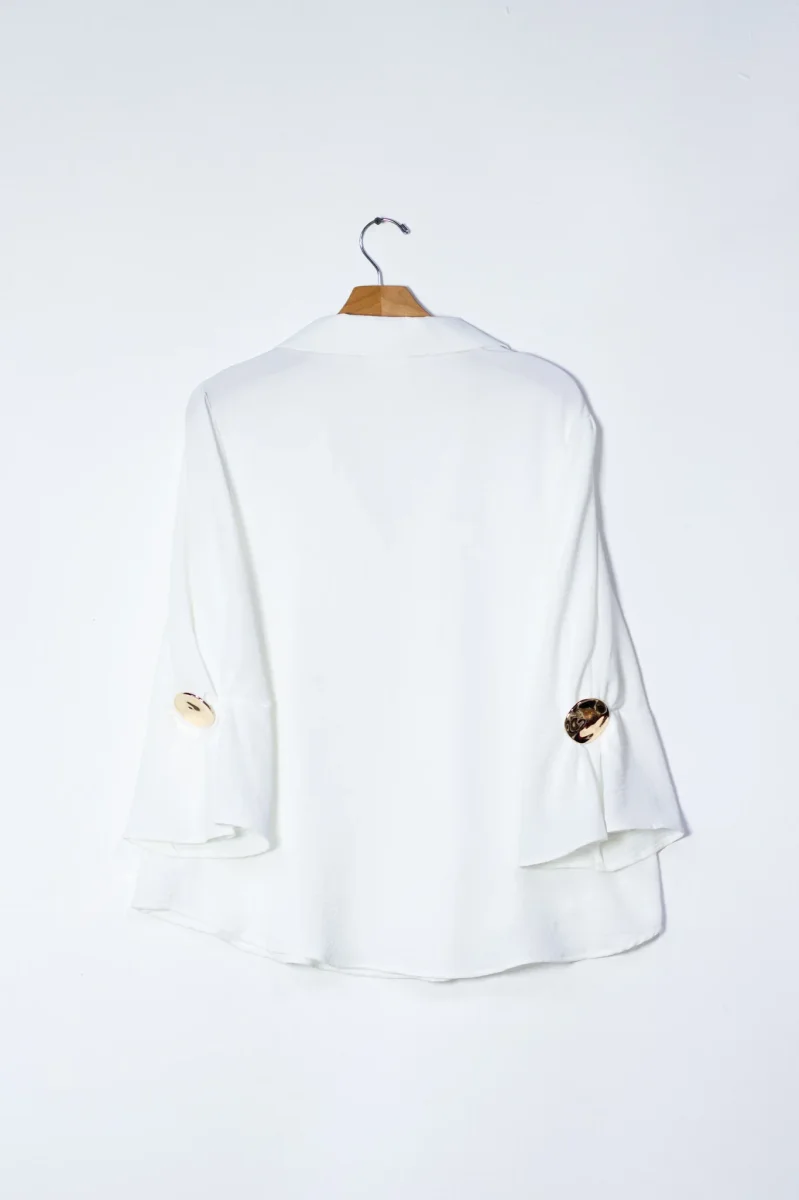 Blusa Curvy Lisa Manga 3/4 Blanca Esencial Básica Versátil - Imagen 3