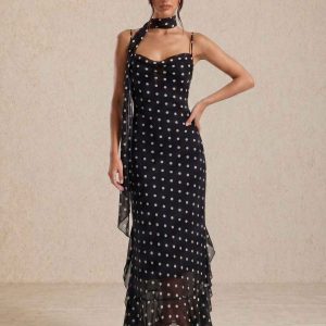 Vestido midi de lunares con tirantes