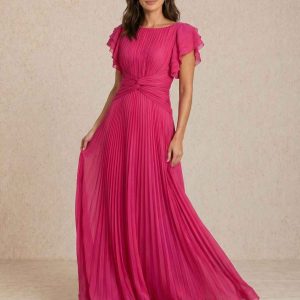Vestido plisado con detalle nudo