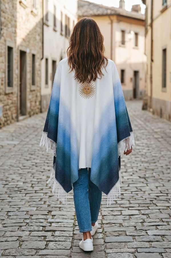 Poncho Degradé Pet Fa. 26 con Sol de Mayo DTF - Imagen 3