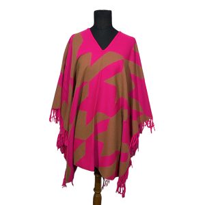 Poncho FA. 23. Pied de Poule. Fucsia
