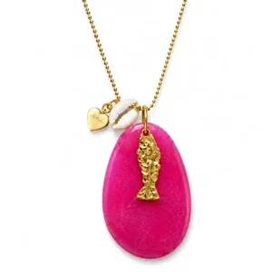 COLLAR NÓMADA MULTIPOSICIÓN FUCSIA (ágata natural)