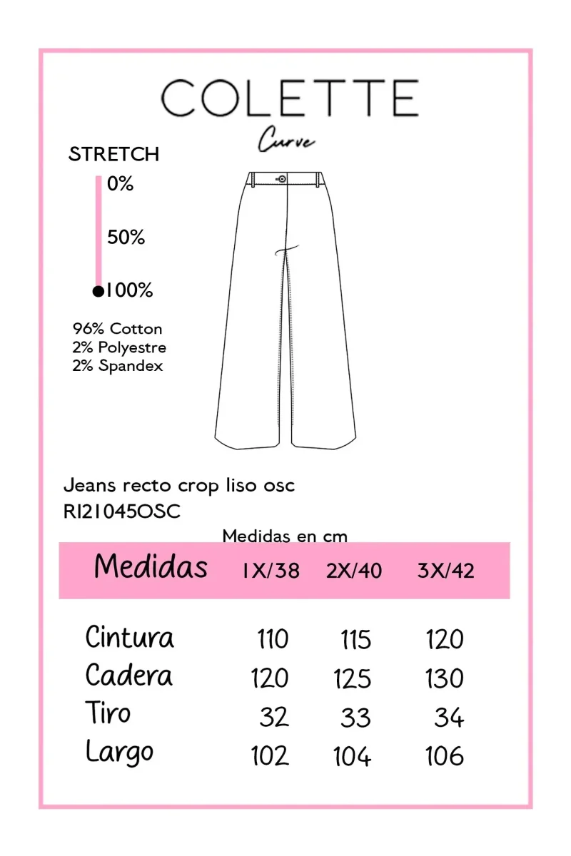 Jeans Curvy Recto Crop Cintura Alta Azul Oscuro - Imagen 3