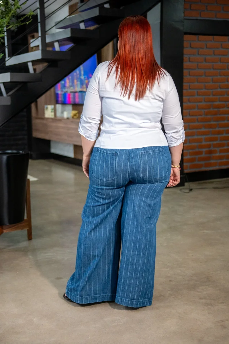 Jeans Curvy Recto Wide Leg con Lineas Oscuro - Imagen 6