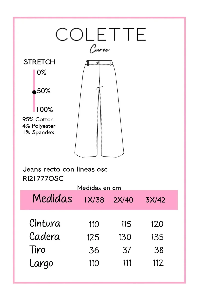 Jeans Curvy Recto Wide Leg con Lineas Oscuro - Imagen 3