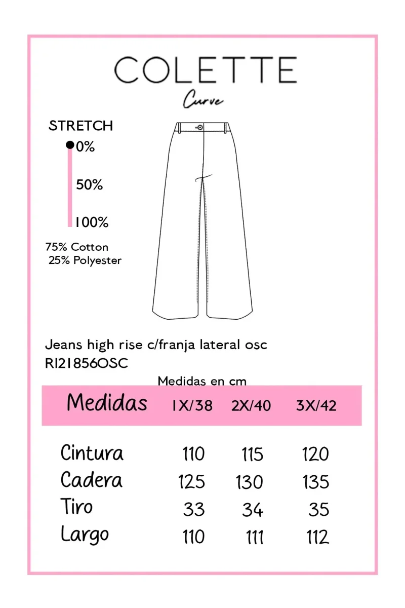 Jeans High Rise con Franja Lateral Curvy Oscuro - Imagen 3