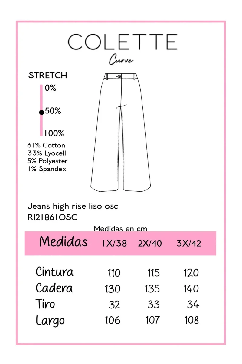 Jeans Curvy High Rise Wide Leg Liso Oscuro - Imagen 3