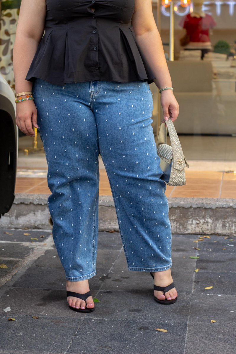 Jeans Crop Barrel Polka Dot Curvy Claro - Imagen 4
