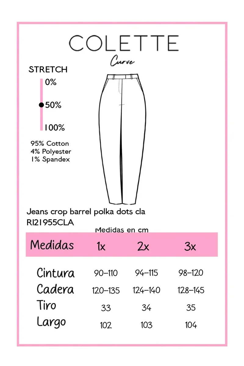 Jeans Crop Barrel Polka Dot Curvy Claro - Imagen 3