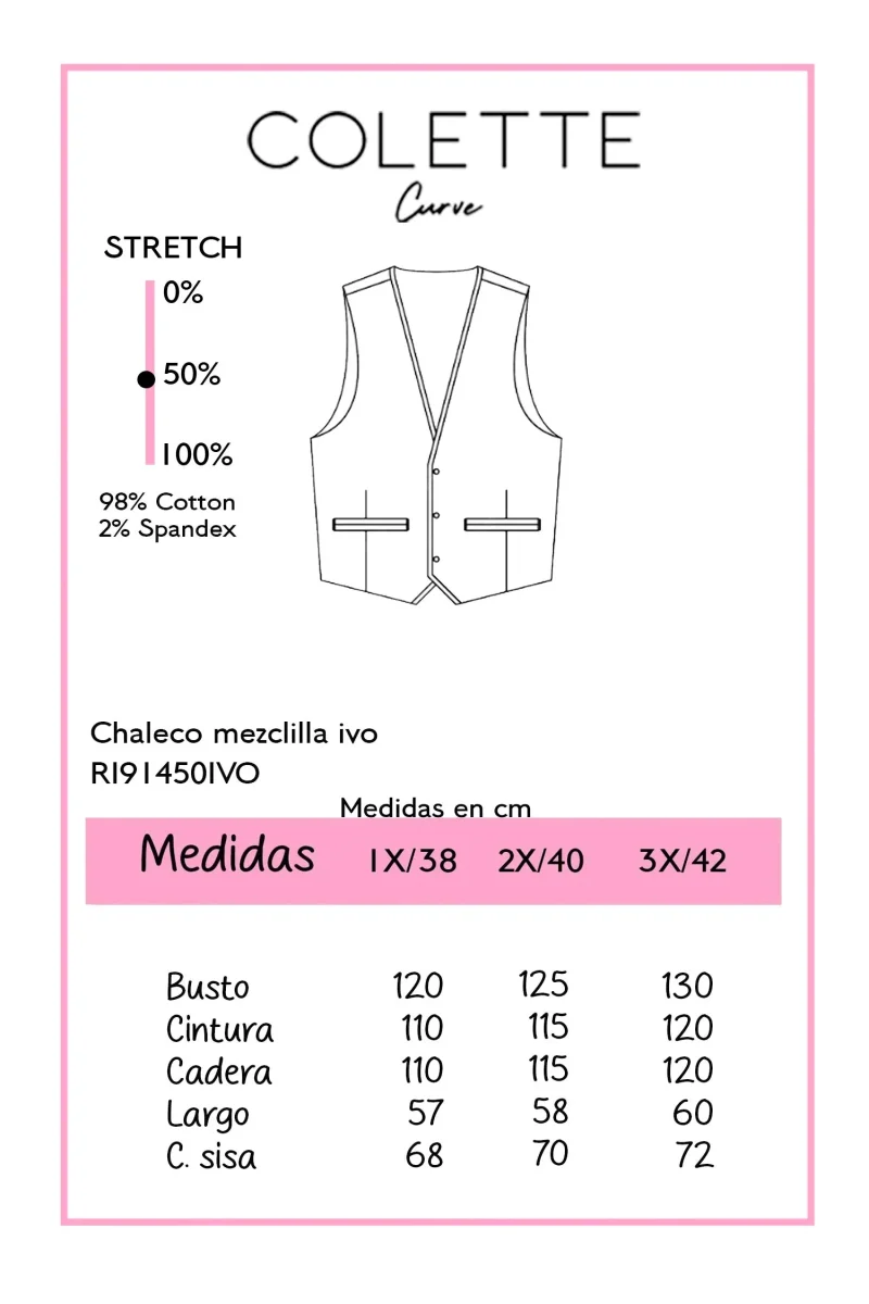Chaleco Curvy Mezclilla Ivory - Imagen 3