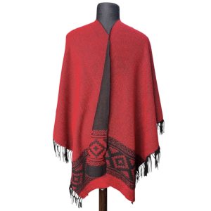 Ruana Atravesada Guarda Pampa Fa. 26 Rojo y Negro