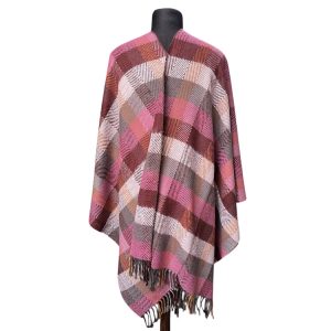 Ruana Espigada Square Fa. 26 Rosa/Gris