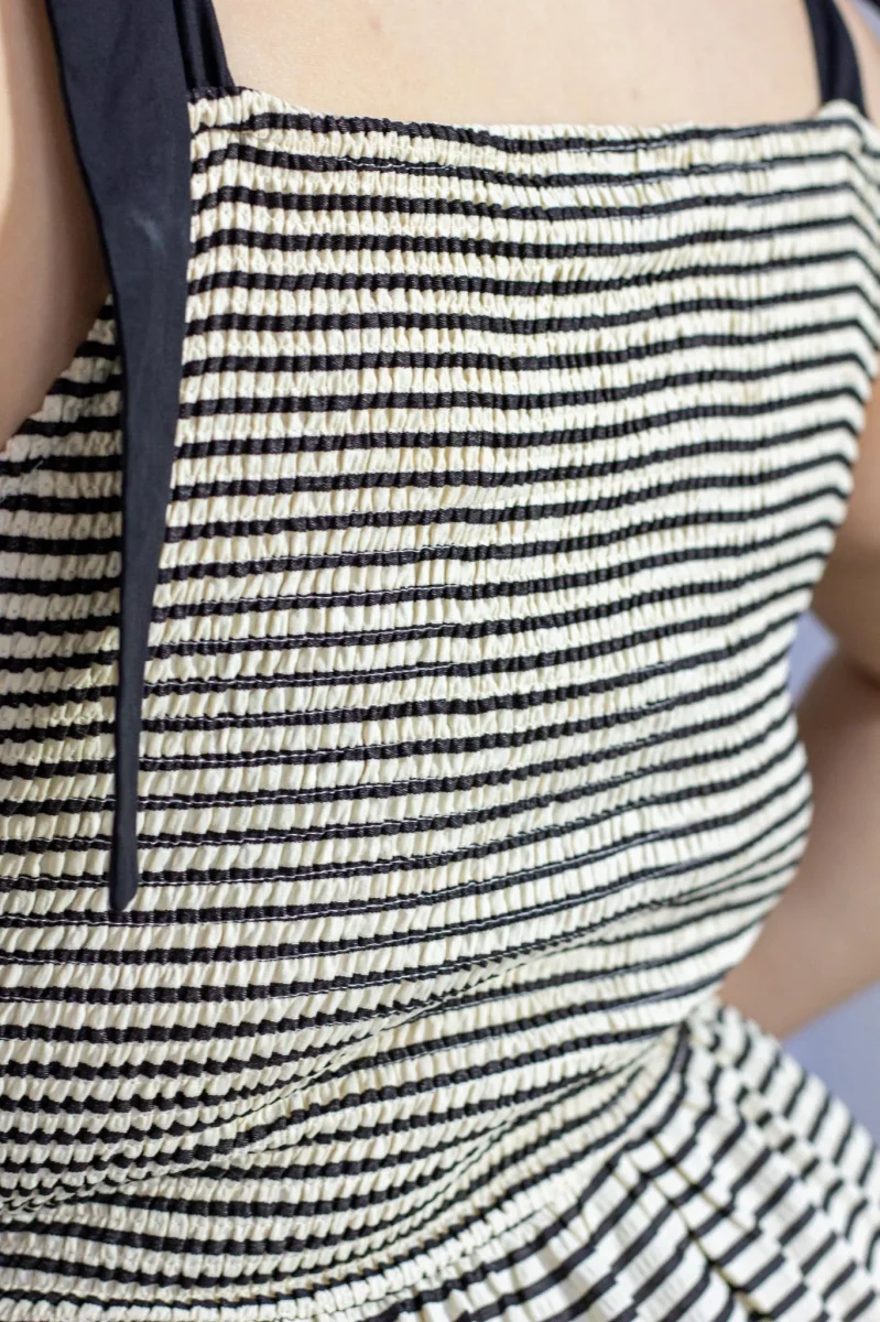 Maxi Vestido Rayas con Resorte Curvy Ivory - Imagen 7