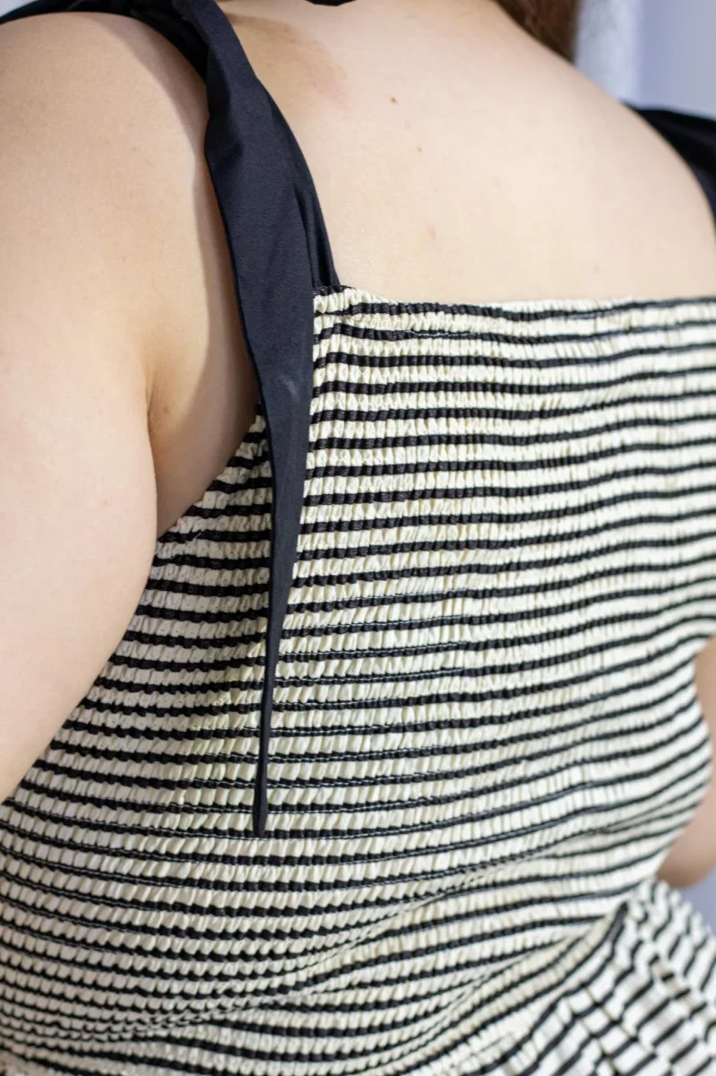 Maxi Vestido Rayas con Resorte Curvy Ivory - Imagen 9