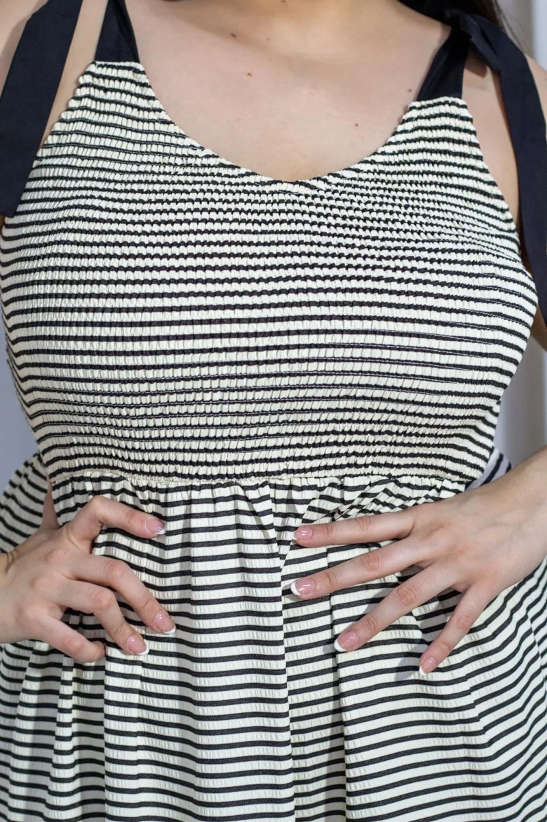 Maxi Vestido Rayas con Resorte Curvy Ivory - Imagen 3