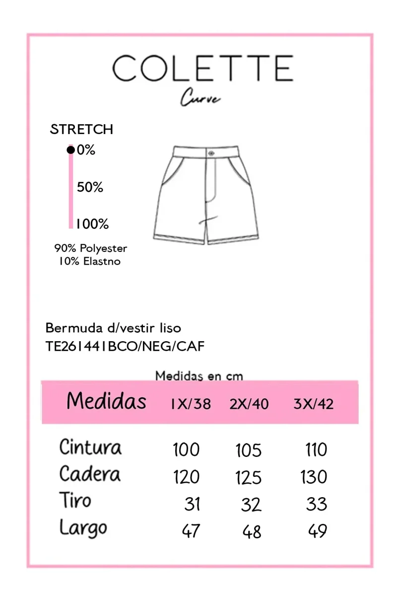 Bermuda Curvy de Vestir Lisa Negra Cintura Alta - Imagen 3