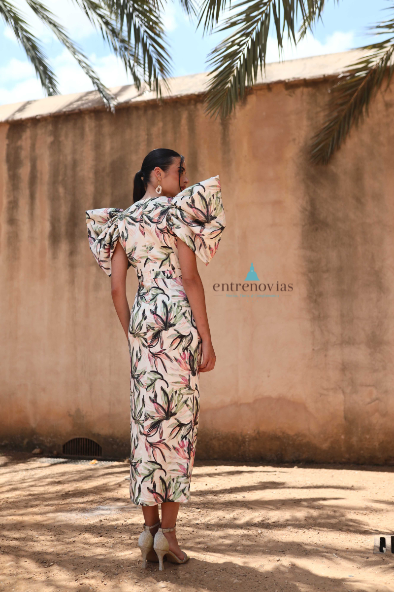 Vestido corto midi de fiesta estampadO - Imagen 3
