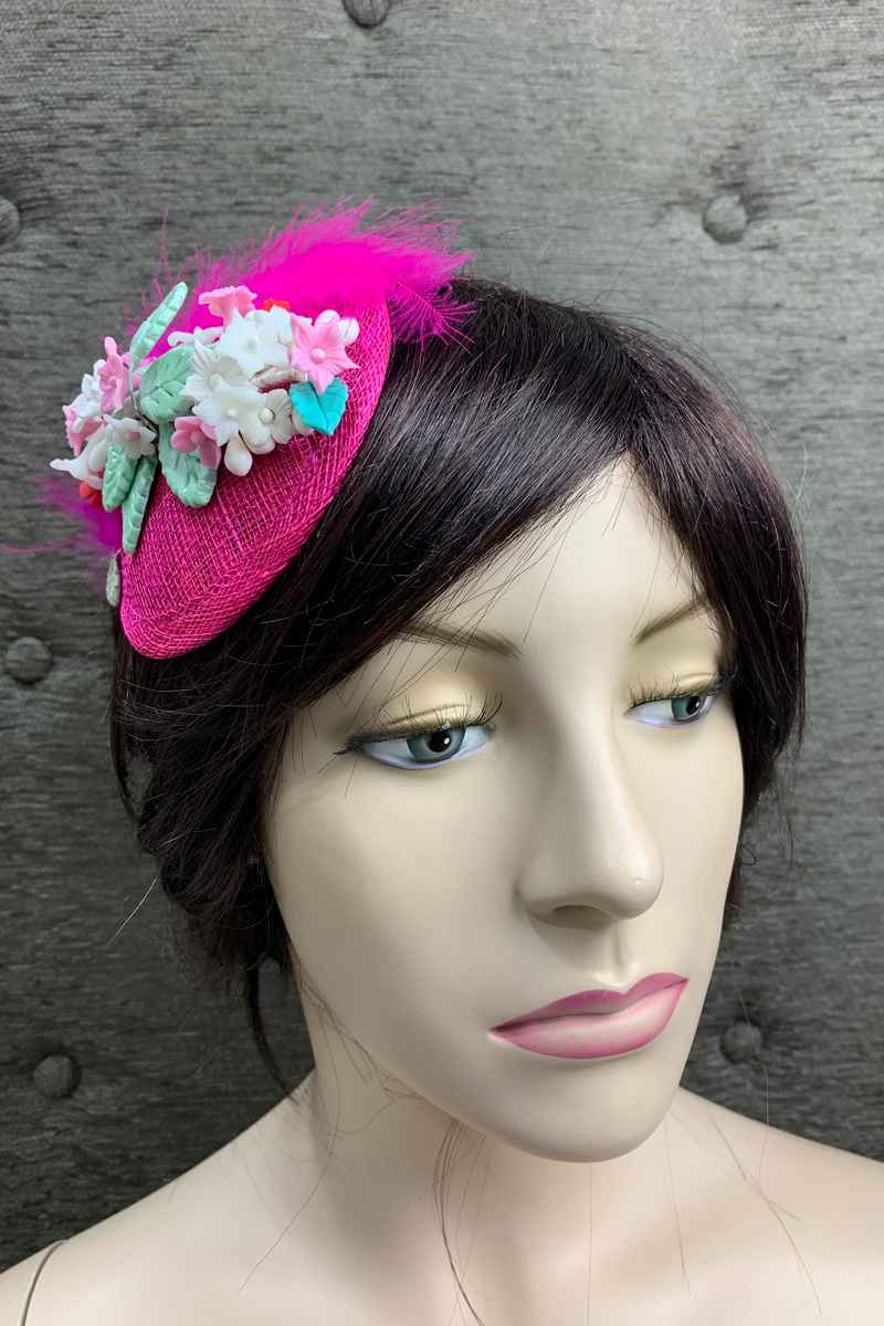 Tocado Bicolor con Flores porcelana. - Imagen 3