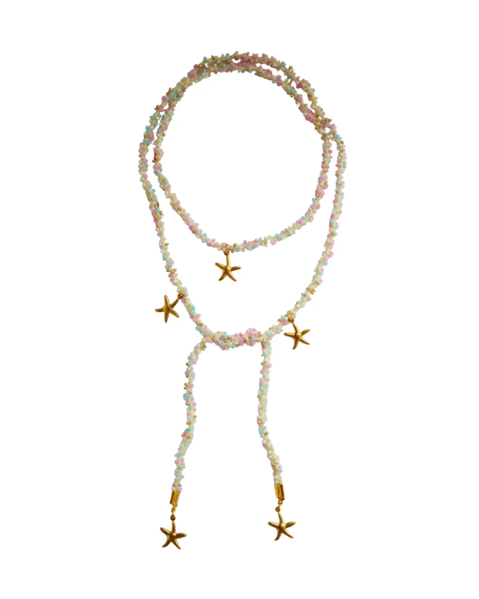 COLLAR VETTA MULTICOLOR (cordón de ganchillo con rocallas) - Imagen 3