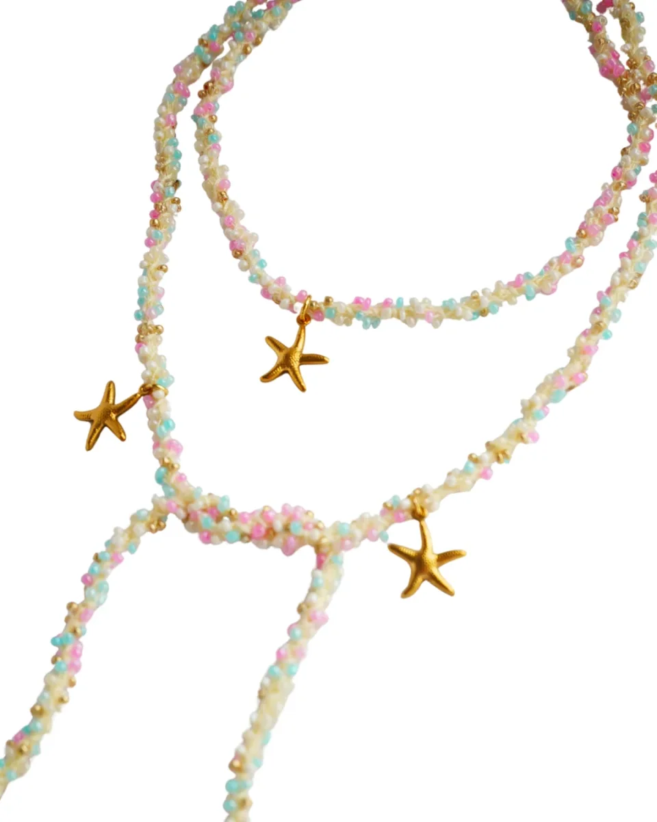 COLLAR VETTA MULTICOLOR (cordón de ganchillo con rocallas) - Imagen 5