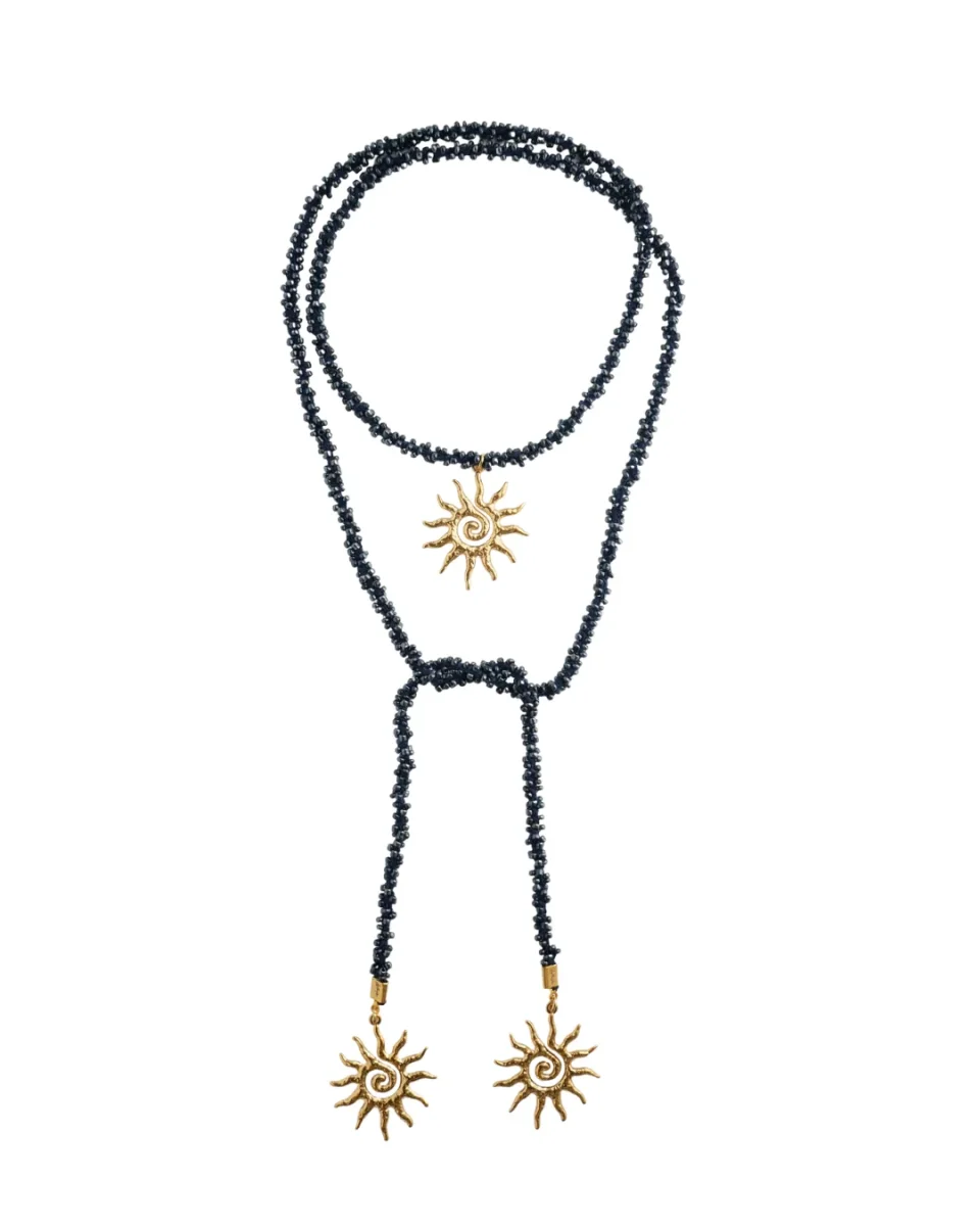 COLLAR VETTA AZUL NAVY CON SOL (cordón de ganchillo con rocallas) - Imagen 3