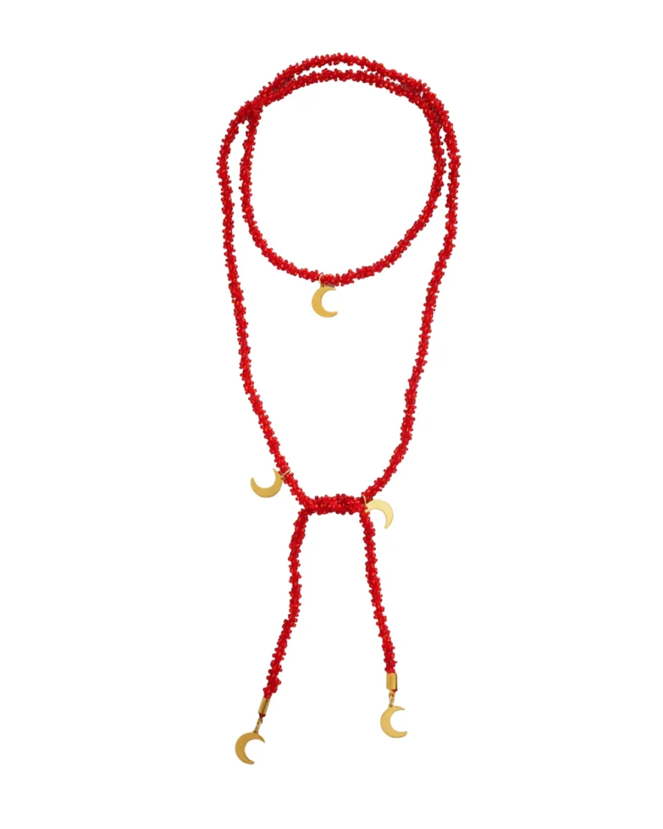 COLLAR VETTA ROJO (cordón ganchillo con rocalla)