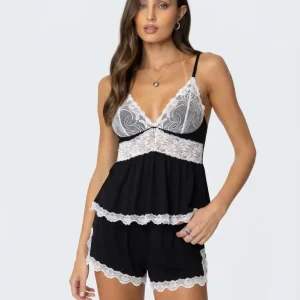 Conjunto lencero babydoll con encaje