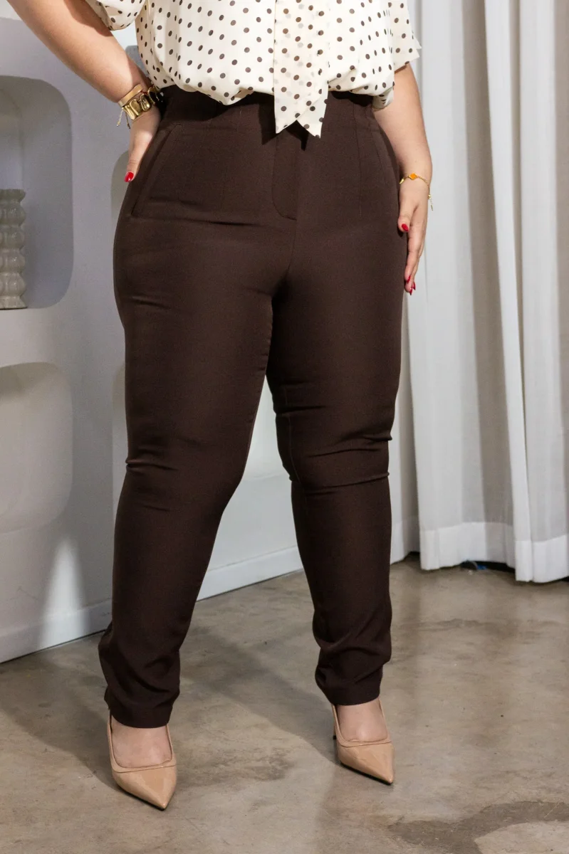 Pantalón Curvy Tipo Zara Café Talla Extra - Imagen 7