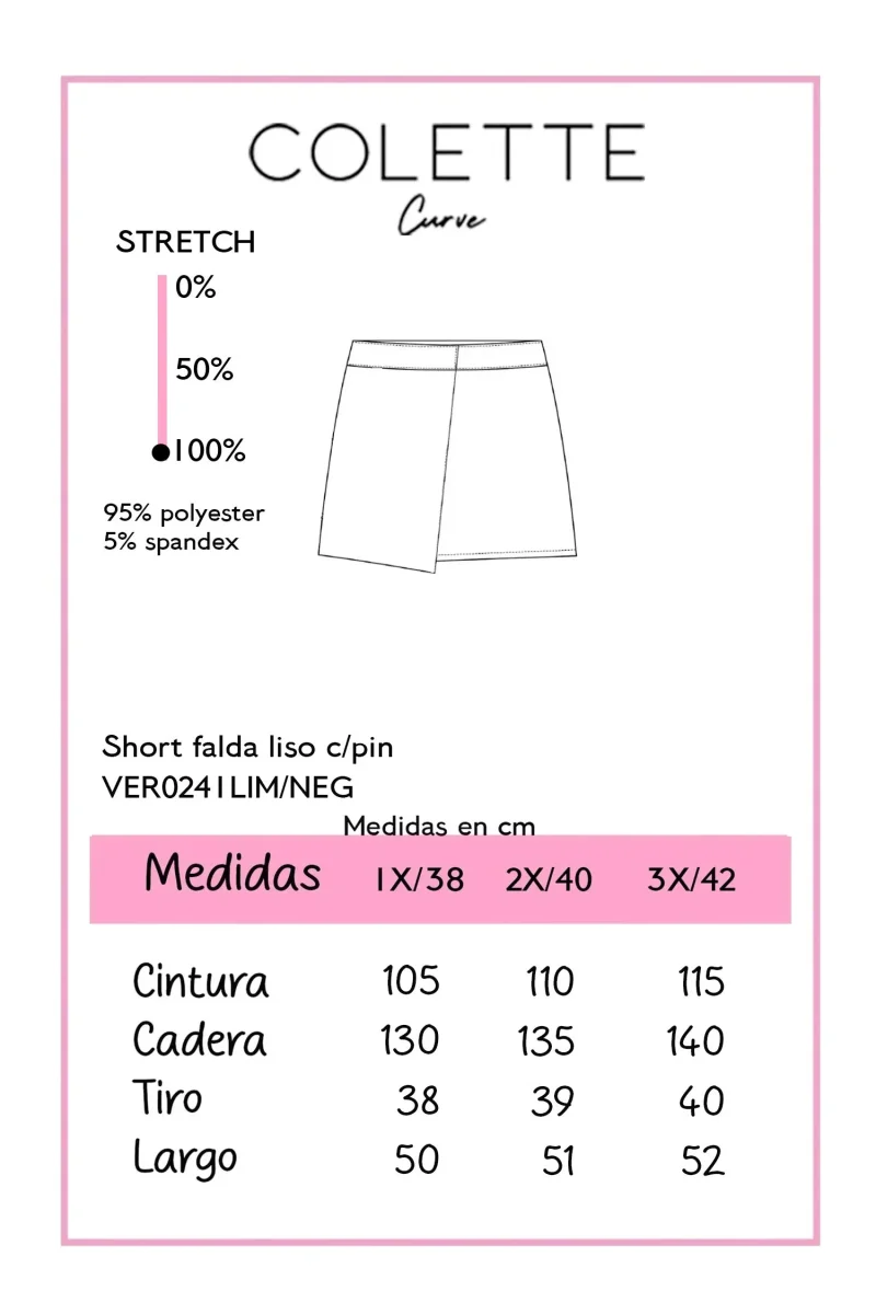 Short Falda Curvy Cruce con Broche Verde Limón - Imagen 3