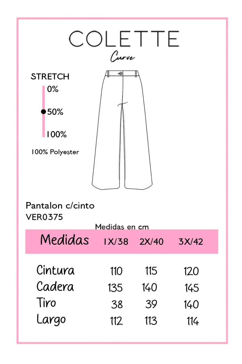 Pantalon Curvy Wide Leg Cintura Alta Cafe Chocolate - Imagen 3