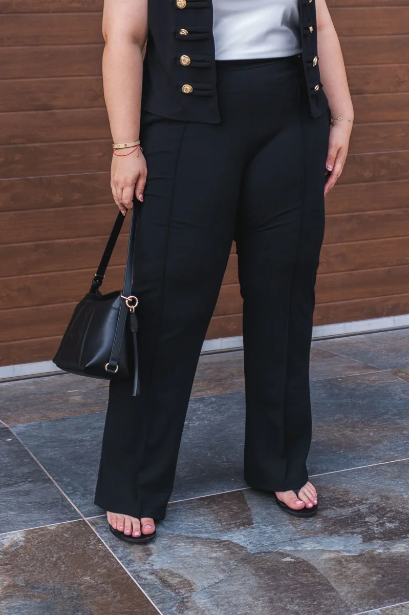 Pantalón Detalle Botones Curvy Negro - Imagen 3