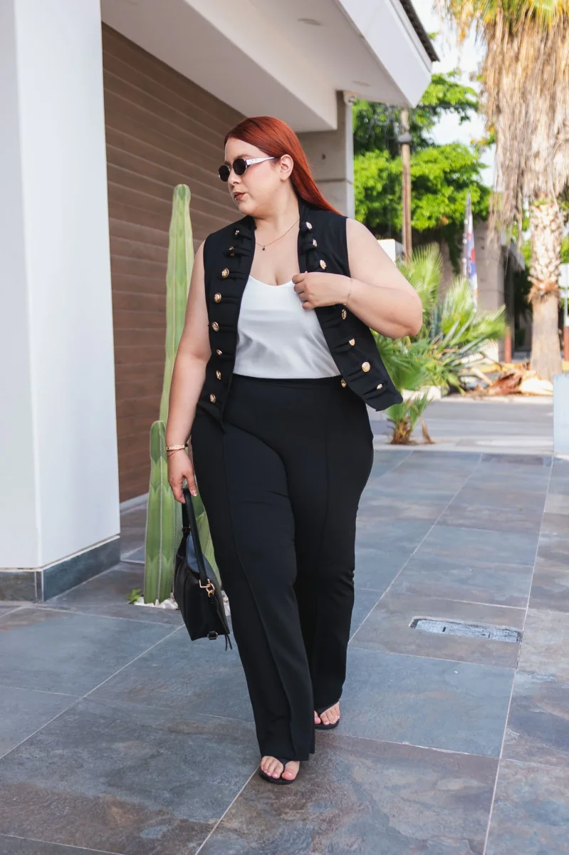 Pantalón Detalle Botones Curvy Negro - Imagen 2