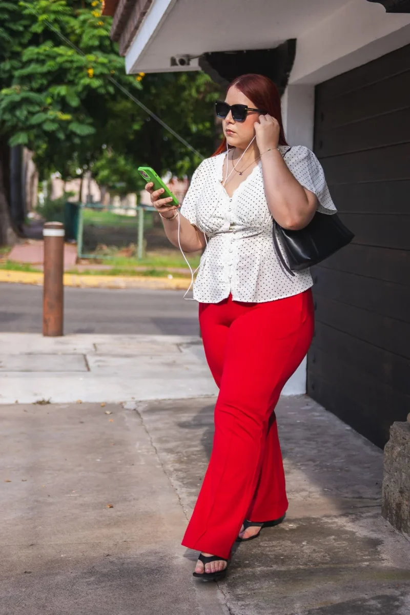 Pantalón Detalle Botones Curvy Rojo