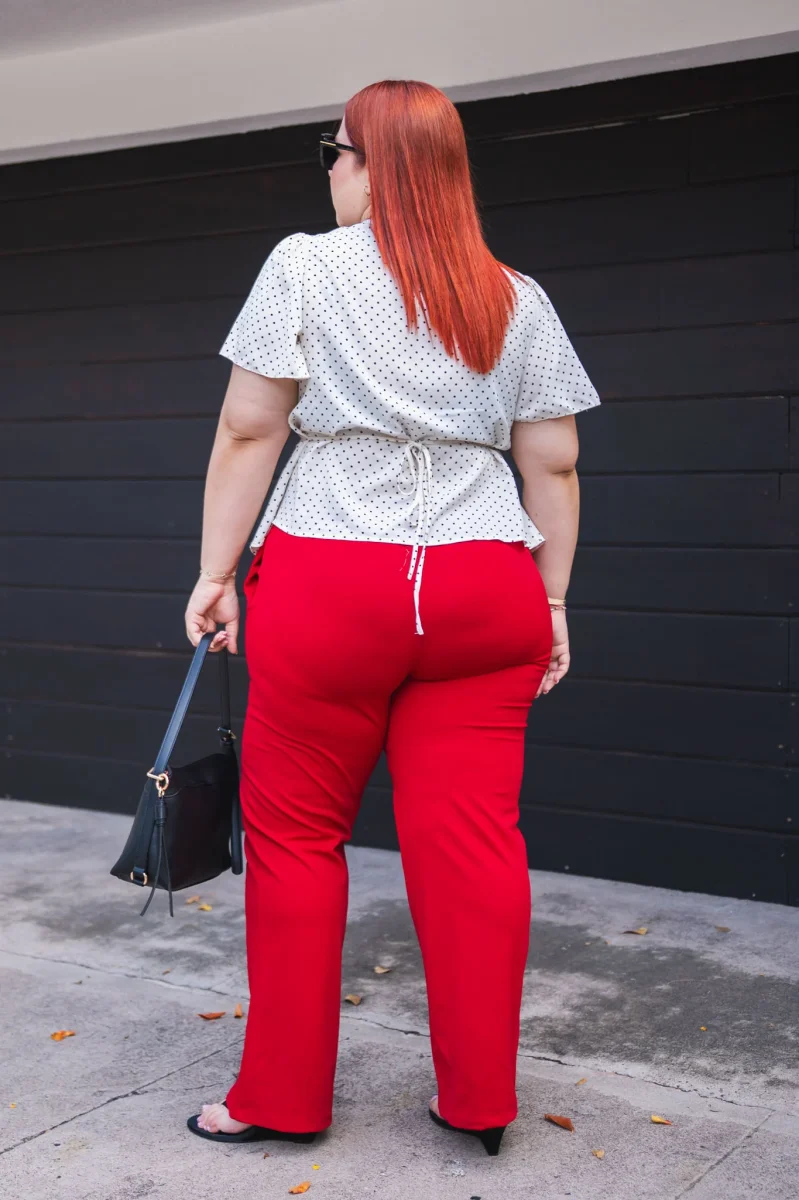 Pantalón Detalle Botones Curvy Rojo - Imagen 5