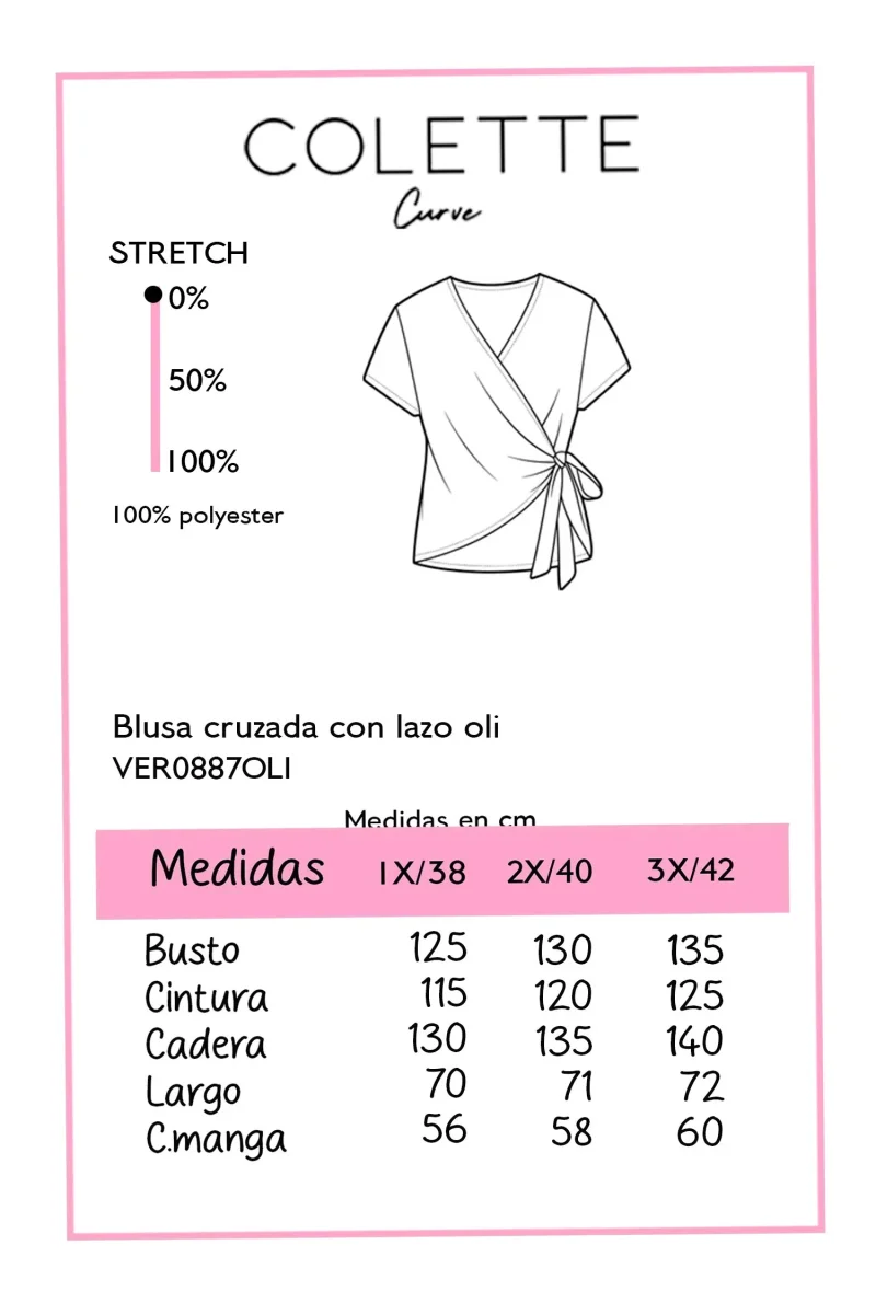 Blusa Curvy Cruzada con Lazo Polka Verde Olivo - Imagen 3