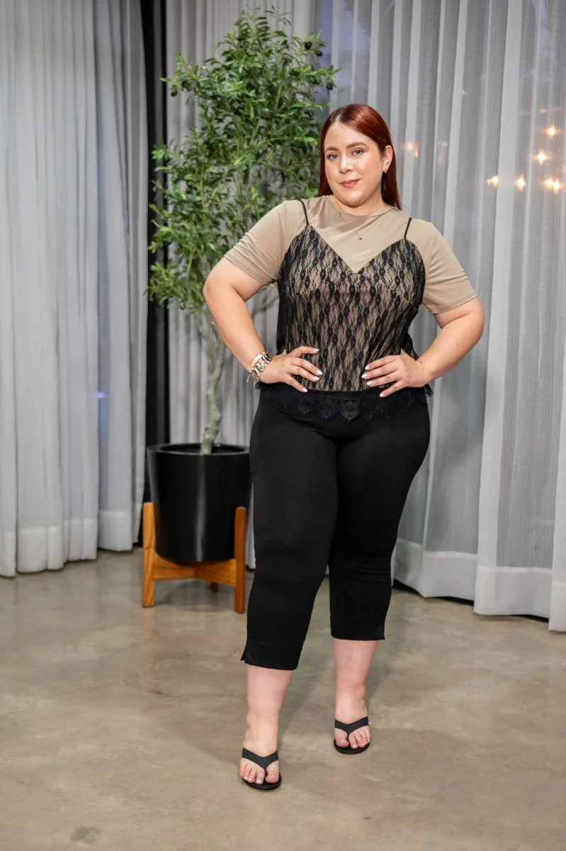 Blusa con Corset de Encaje Curvy Cafe - Imagen 7