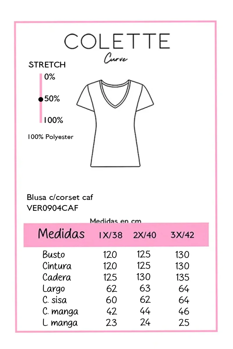 Blusa con Corset de Encaje Curvy Cafe - Imagen 3