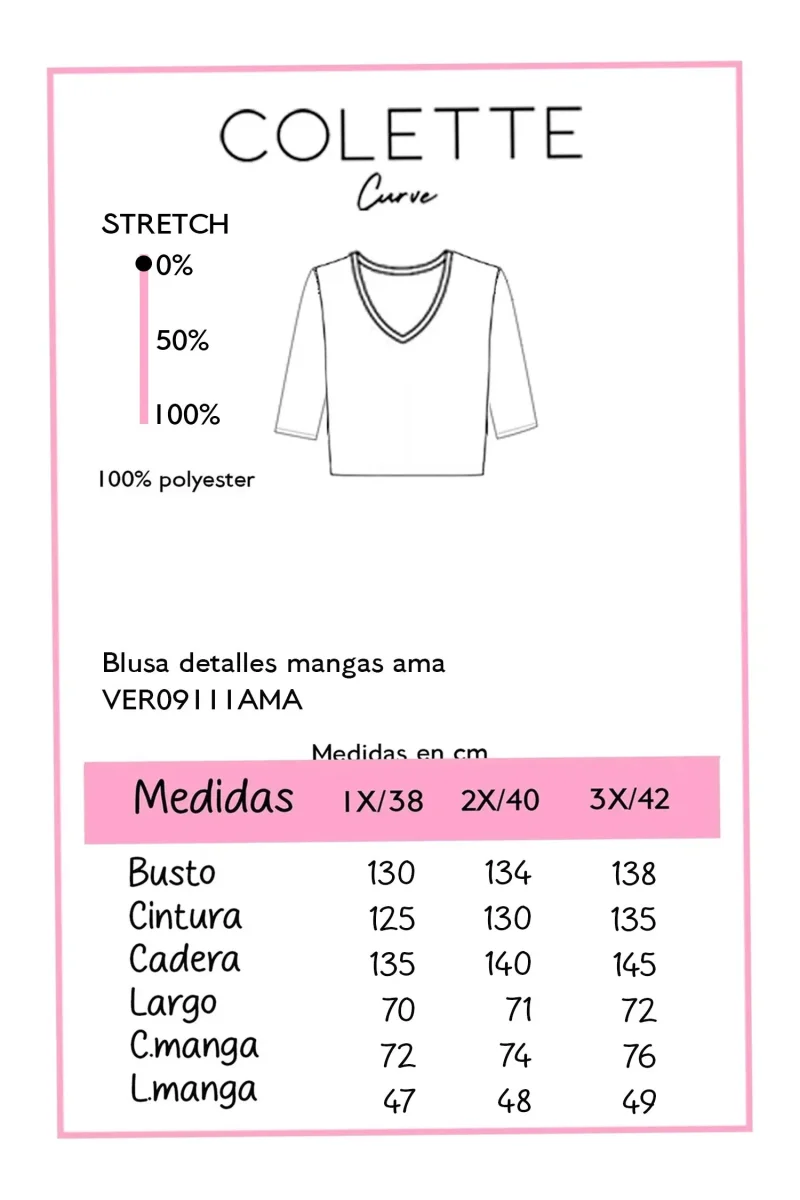 Blusa Curvy Botones Mangas Faról Amarillo - Imagen 3