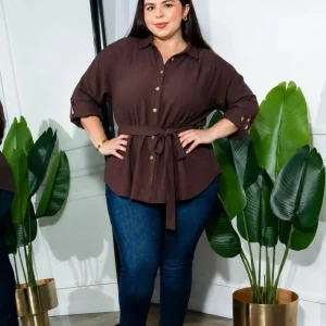 Jeans Skinny Curvy Cintura Alta Stretch Liso Azul Denim Oscuro