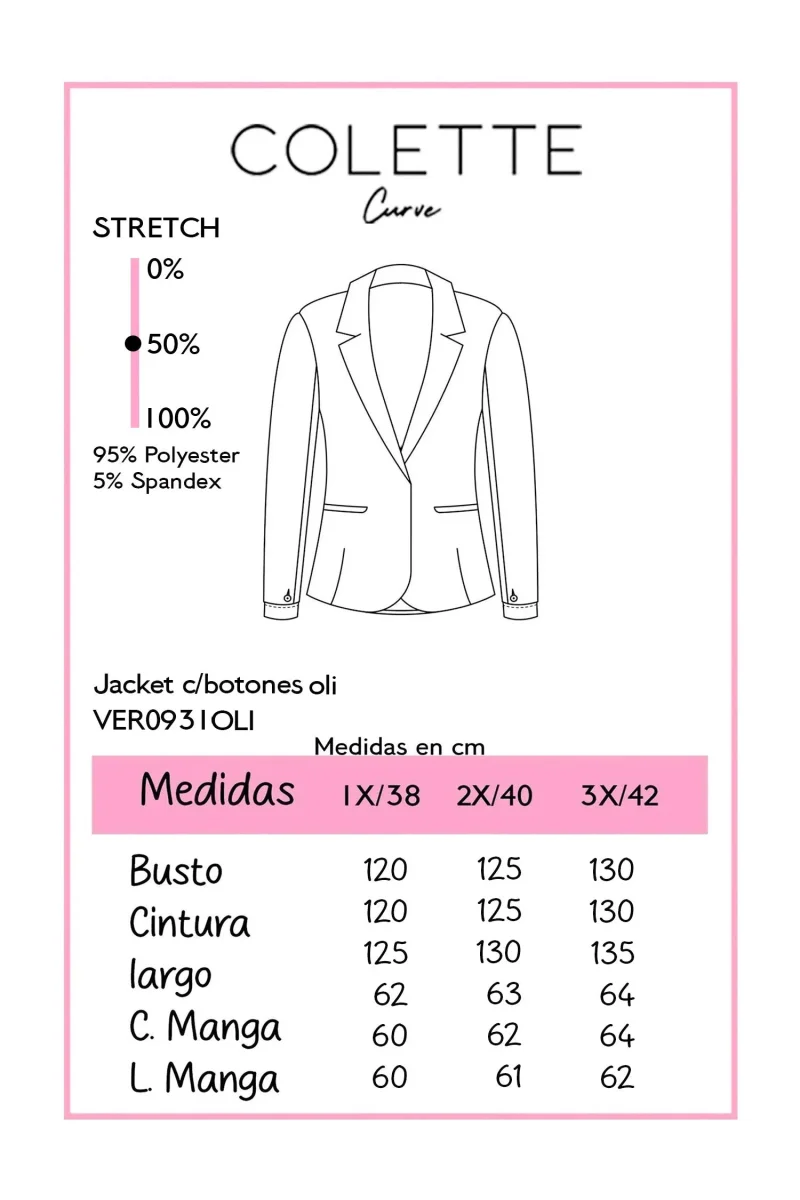 Blazer Jacket Cropped Doble Botonadura Militar Curvy Olivo - Imagen 3