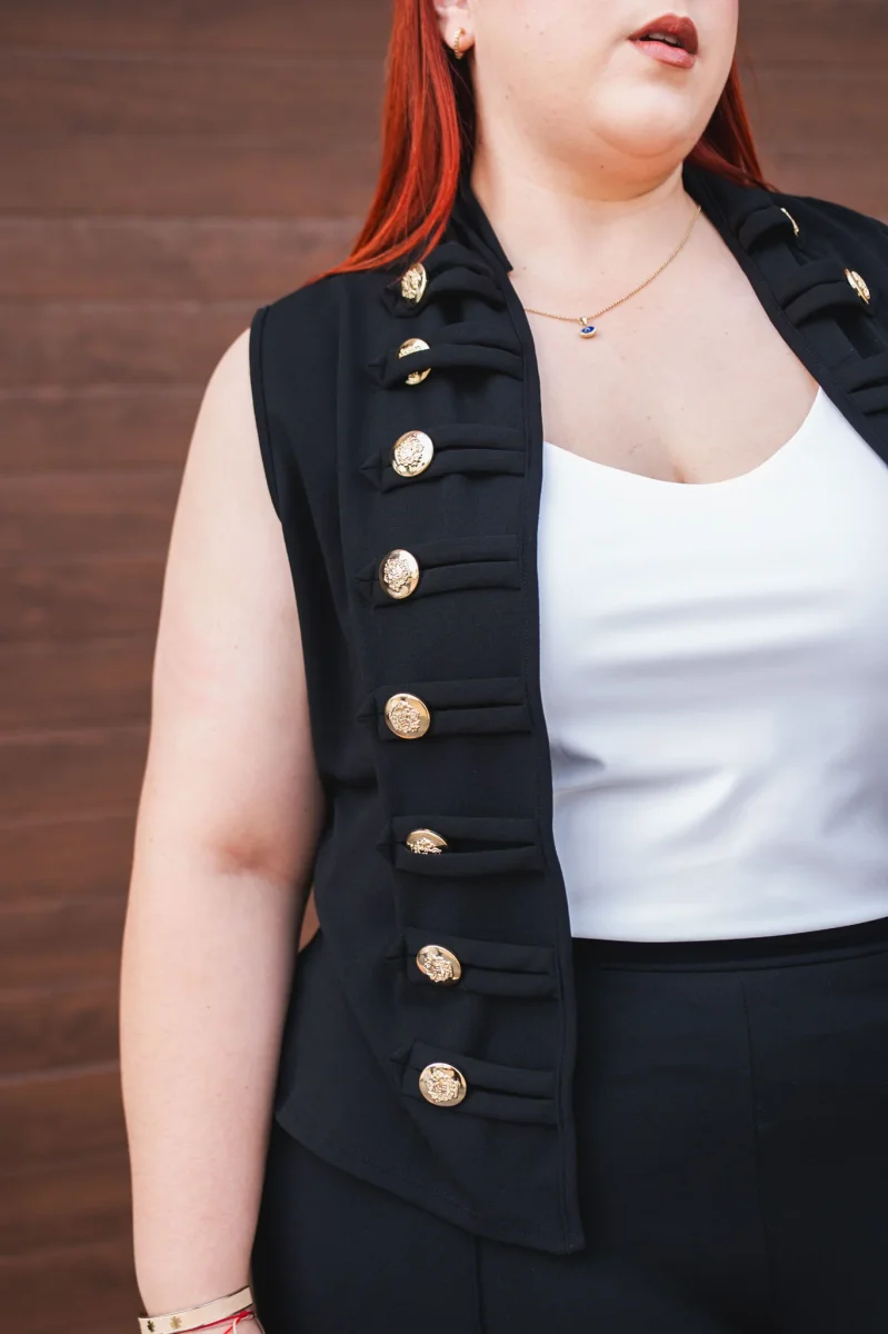 Chaleco Detalle Botones Curvy Negro - Imagen 8