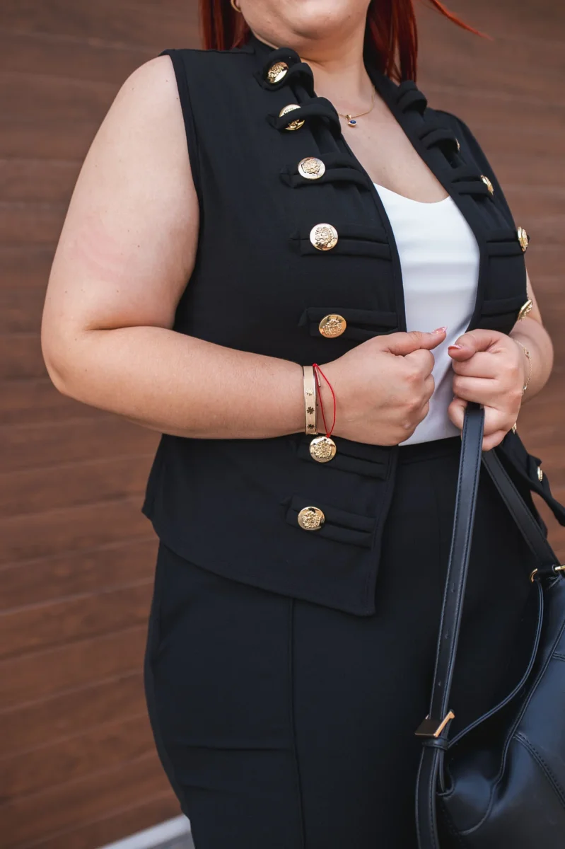 Chaleco Detalle Botones Curvy Negro - Imagen 5