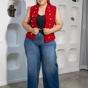 Chaleco Detalle Botones Curvy Rojo